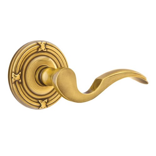 Emtek Concealed Privacy Cortina Lever With Ribbon & Reed Rosette in French Antique finish