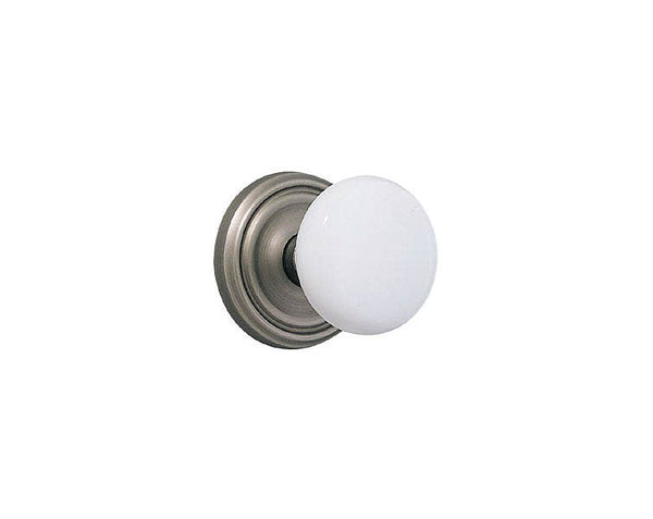 Emtek Concealed Privacy Ice White Knob With Regular Rosette in Pewter finish