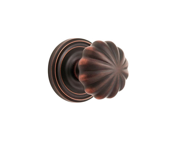 Emtek Concealed Privacy Melon Knob With Regular Rosette in Oil Rubbed Bronze finish