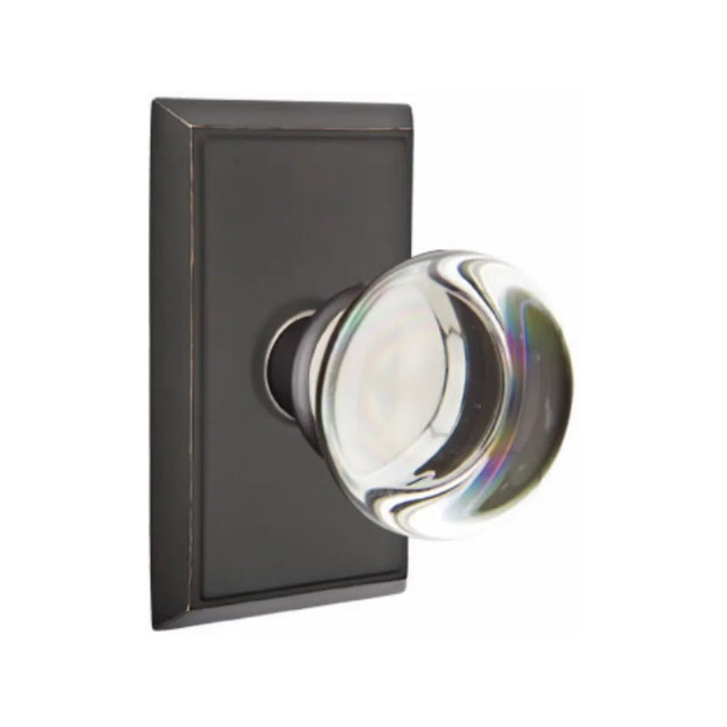 Emtek Concealed Privacy Providence Crystal Knob With Rectangular Rosette in Oil Rubbed Bronze finish