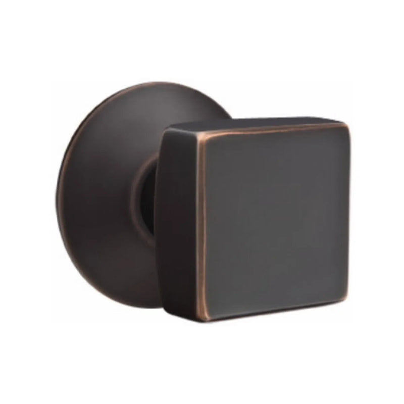 Emtek Concealed Privacy Square Knob With Modern Rosette in Oil Rubbed Bronze finish