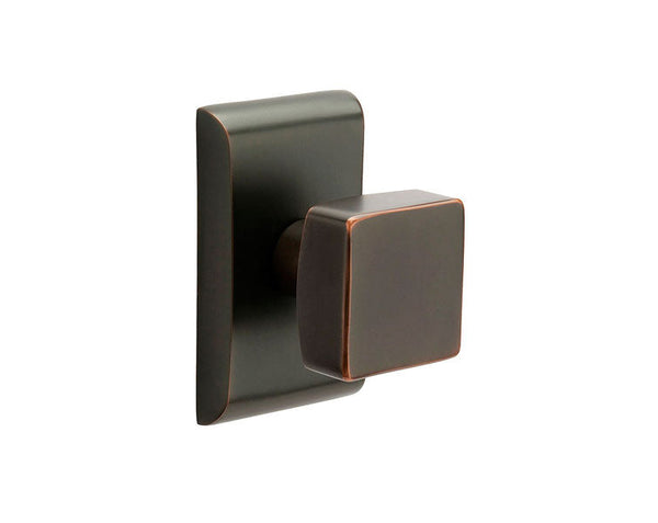 Emtek Concealed Privacy Square Knob With Neos Rosette in Oil Rubbed Bronze finish