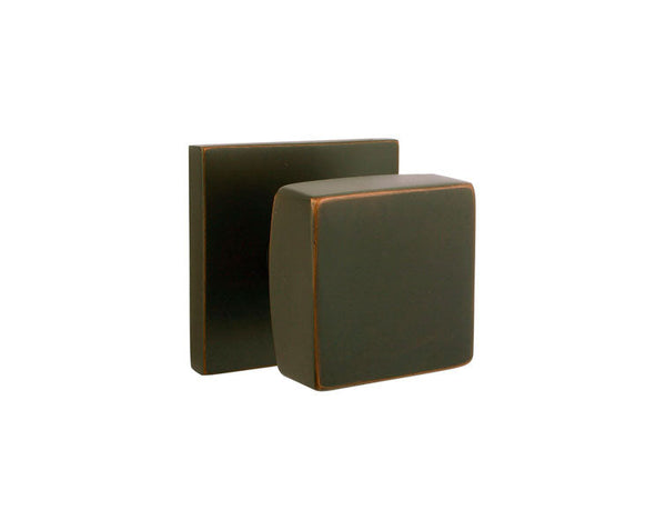 Emtek Concealed Privacy Square Knob With Square Rosette in Oil Rubbed Bronze finish