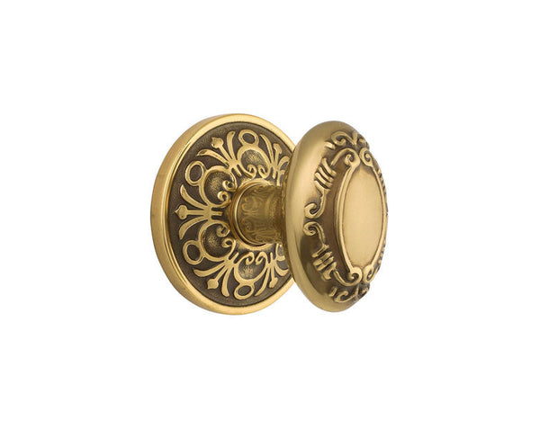 Emtek Concealed Privacy Victoria Knob With Lancaster Rosette in French Antique finish