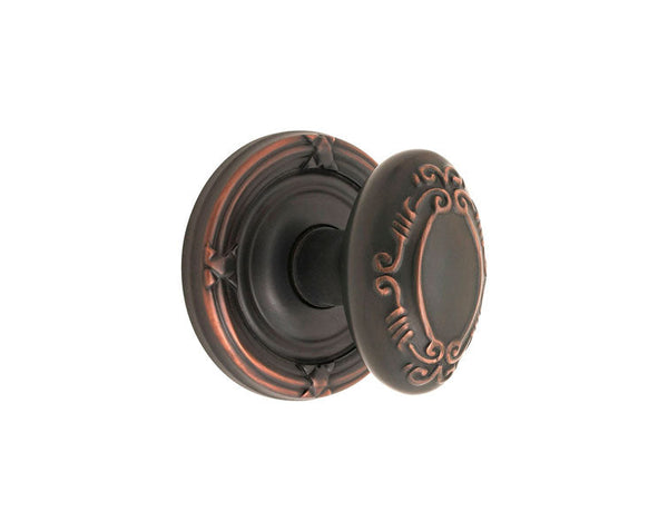 Emtek Concealed Privacy Victoria Knob With Ribbon & Reed Rosette in Oil Rubbed Bronze finish