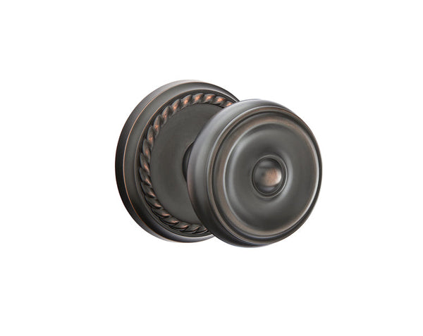 Emtek Concealed Privacy Waverly Knob With Rope Rosette in Oil Rubbed Bronze finish