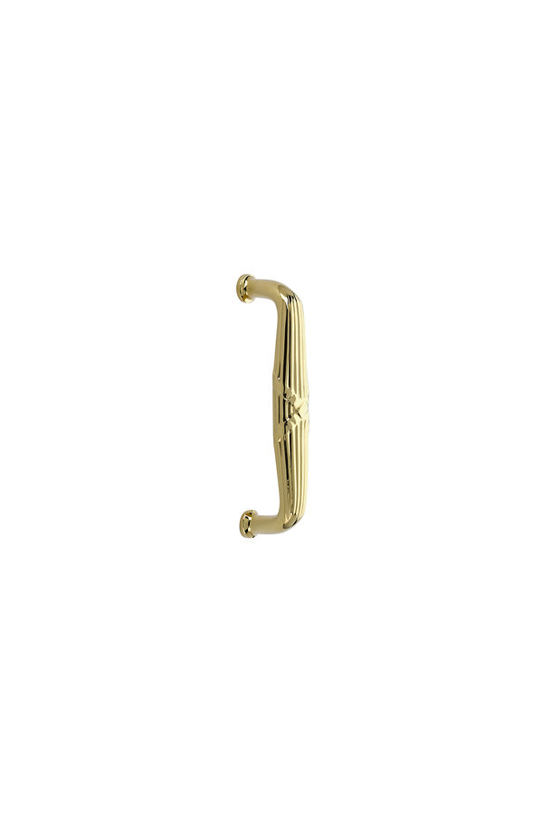 Emtek Concealed Surface 8" Ribbon & Reed Door Pull in Unlacquered Brass finish