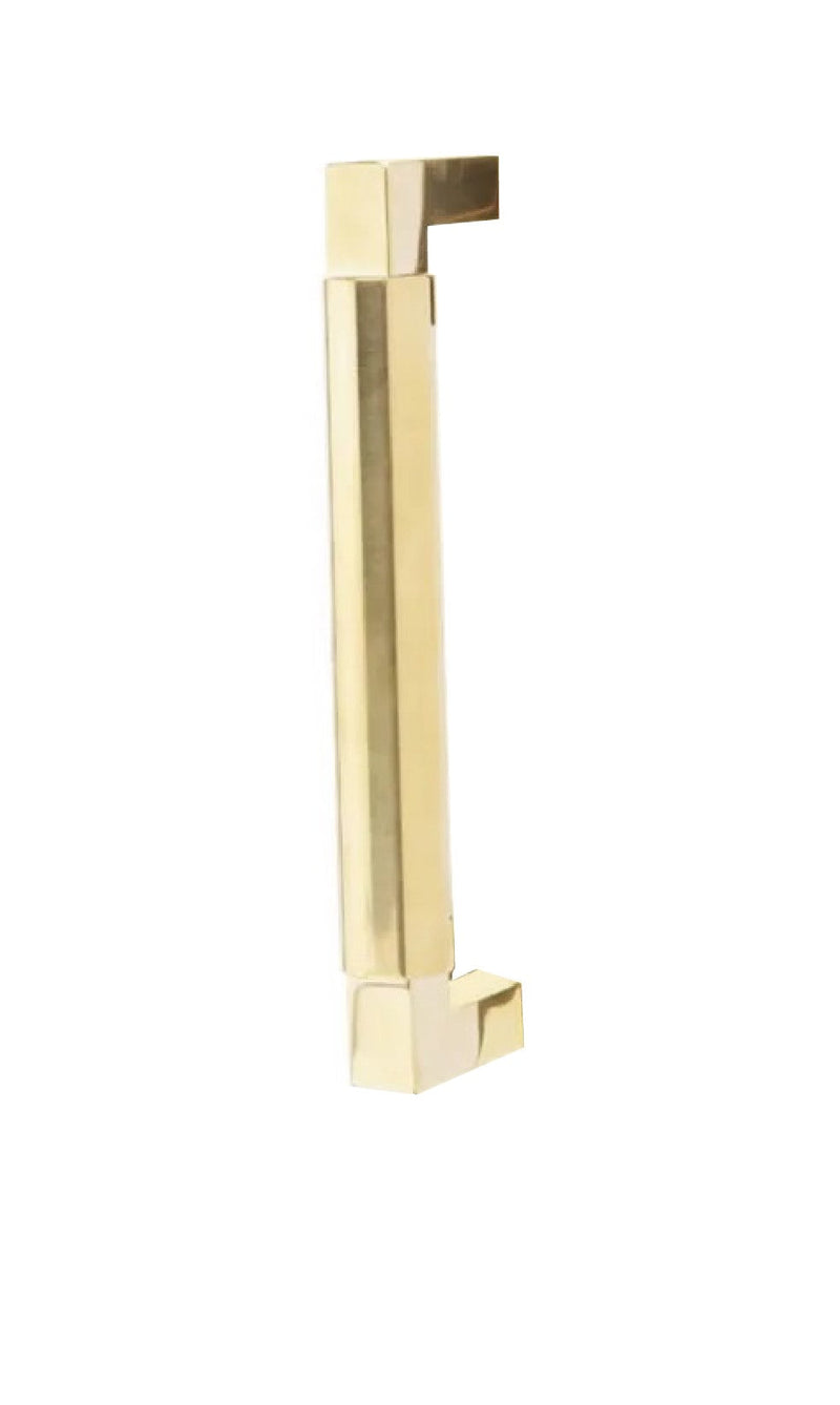 Emtek Concealed Surface Mount Hercules Smooth Door Pull, 8" Center to Center in Unlacquered Brass finish