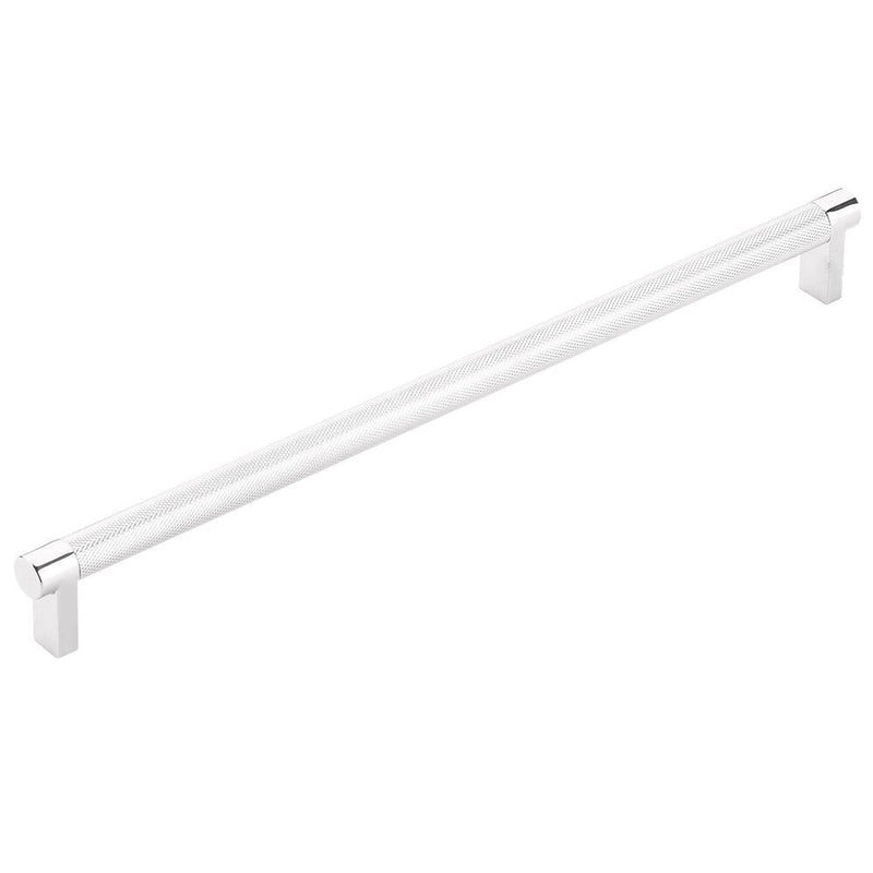 Emtek Concealed Surface Select Rectangular Stem Knurled Appliance Pull, 12" C-to-C in Polished Chrome finish