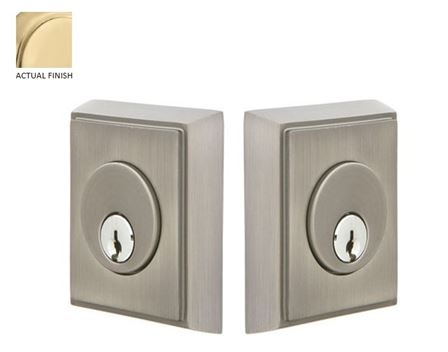 The Emtek Double Cylinder Rectangular Keyed Deadbolt in Satin Nickel finish