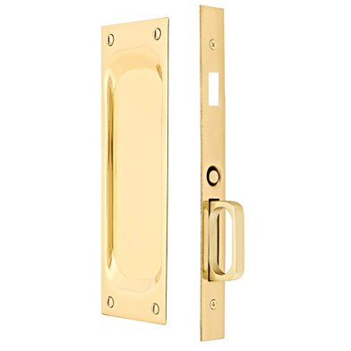 Emtek Dummy Classic Pocket Door Mortise Lock in Unlacquered Brass finish