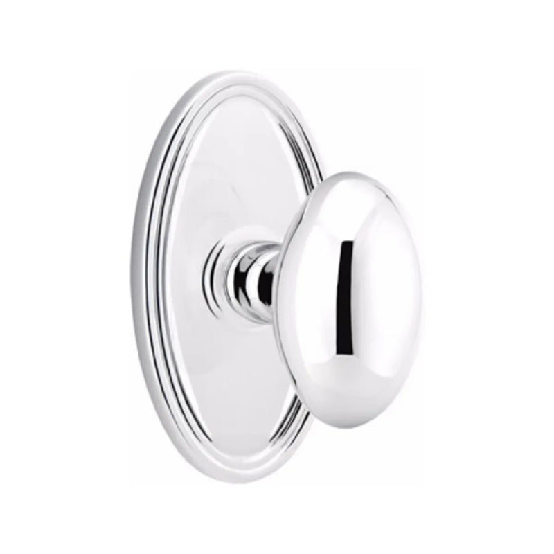 Emtek Dummy Egg Knob With Oval Rosette in Polished Chrome finish