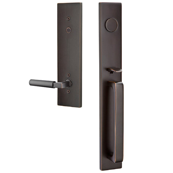 Emtek Dummy LausanneTubular Entrance Handleset With Right Handed Hercules Lever in Oil Rubbed Bronze finish