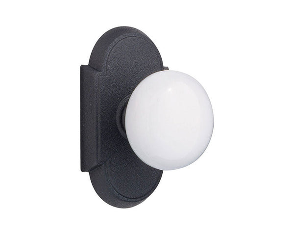 Emtek Dummy Madison Ivory Knob With #1 Rosette in Flat Black Steel finish