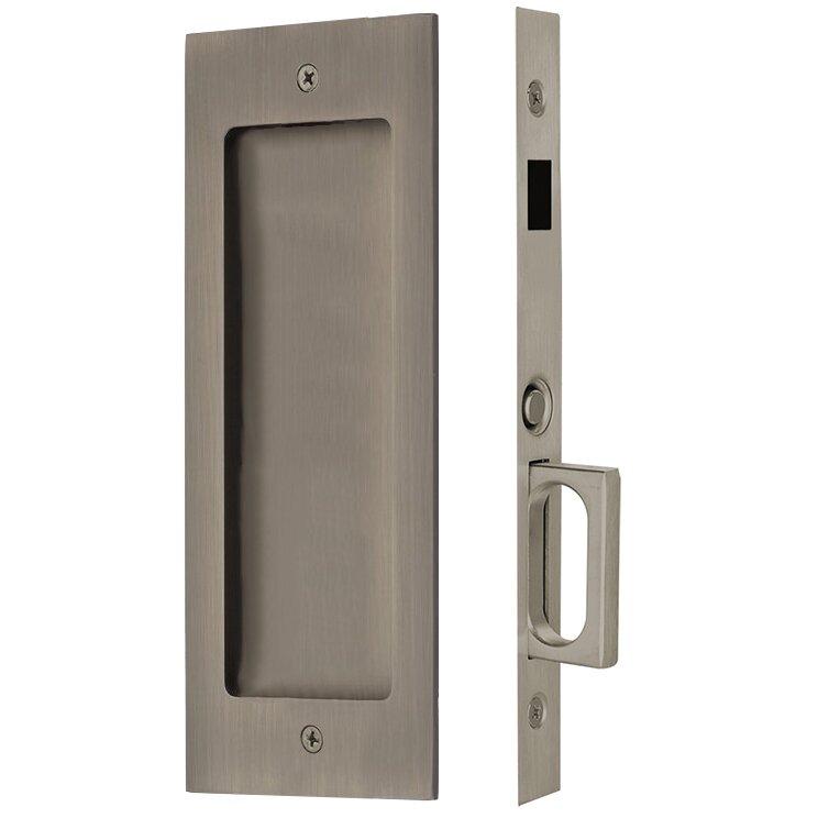 Emtek Dummy Modern Rectangular Pocket Door Mortise Lock in Pewter finish