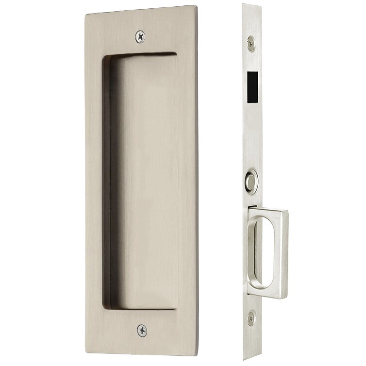 Emtek Dummy Modern Rectangular Pocket Door Mortise Lock in Satin Nickel finish