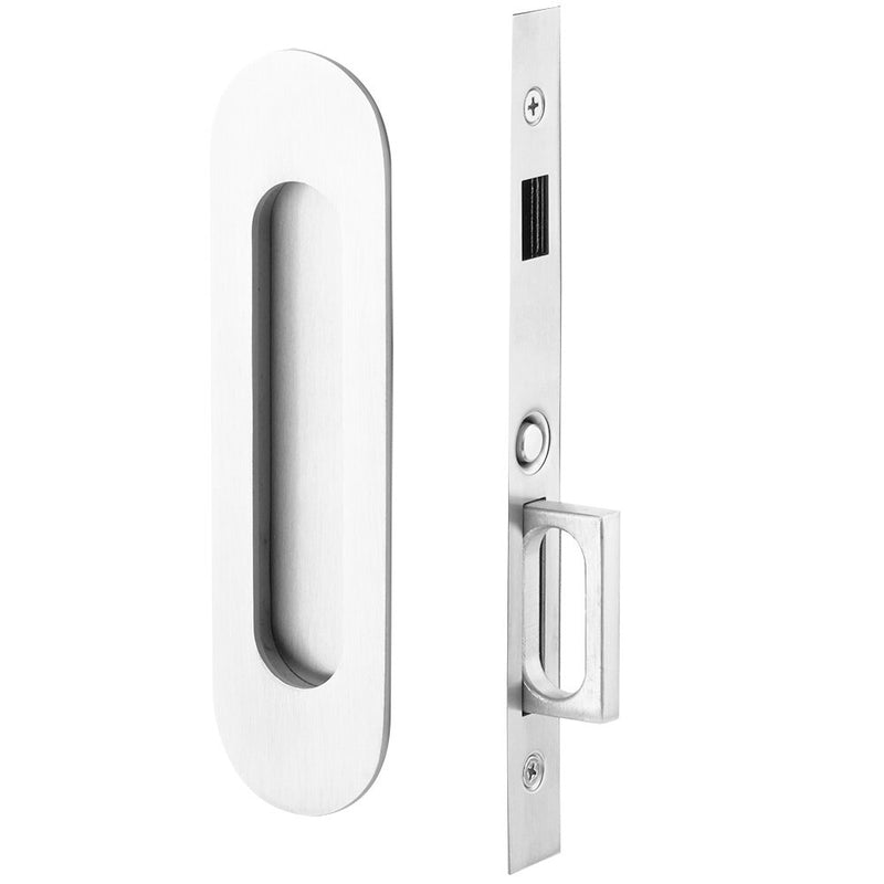 Emtek Dummy Narrow Oval Pocket Door Mortise Lock in Polished Chrome finish