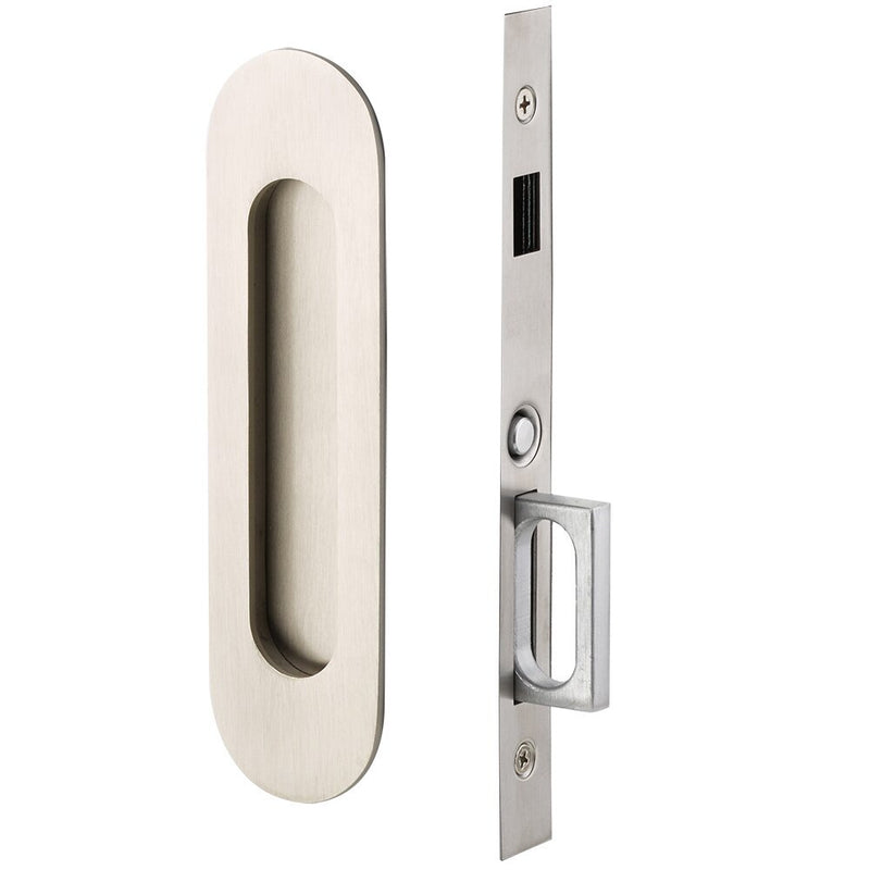 Emtek Dummy Narrow Oval Pocket Door Mortise Lock in Satin Nickel finish