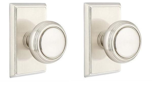 Emtek Dummy Norwich Knob With Rectangular Rosette in Satin Nickel finish