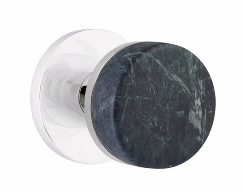 Emtek Dummy Pair Select Conical Green Marble Knobset with Disk Rosette in Polished Chrome finish