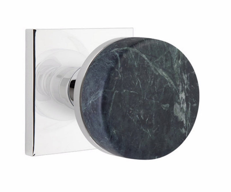 Emtek Dummy Pair Select Conical Green Marble Knobset with Square Rosette in Polished Chrome finish