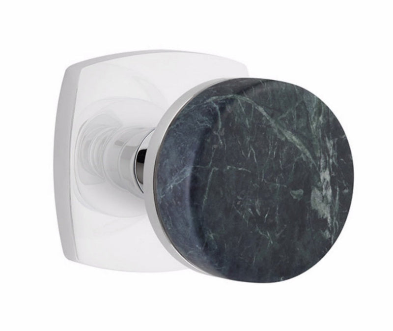 Emtek Dummy Pair Select Conical Green Marble Knobset with Urban Modern Rosette in Polished Chrome finish
