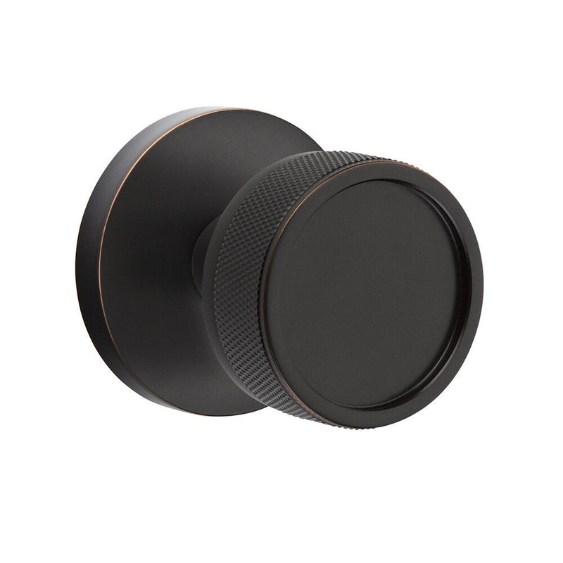 Emtek Dummy Pair Select Conical Knurled Knob with Disk Rosette in Oil Rubbed Bronze finish