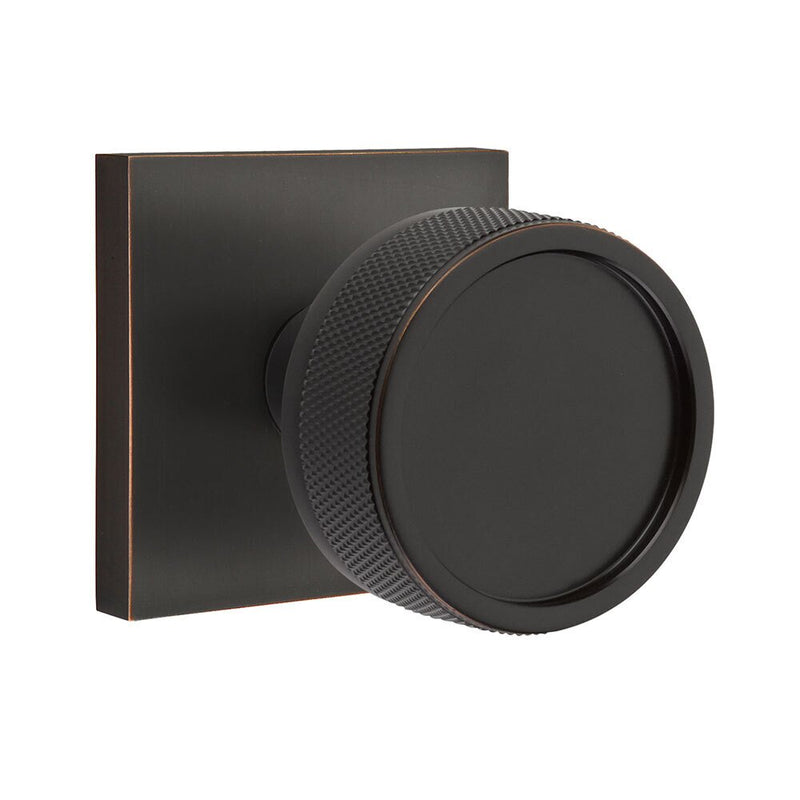 Emtek Dummy Pair Select Conical Knurled Knob with Square Rosette in Oil Rubbed Bronze finish