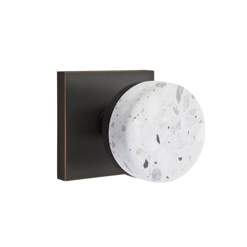 Emtek Dummy Pair Select Conical Terrazzo Knob with Square Rosette in Oil Rubbed Bronze finish