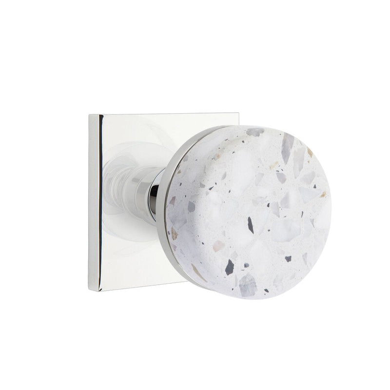 Emtek Dummy Pair Select Conical Terrazzo Knob with Square Rosette in Polished Chrome finish