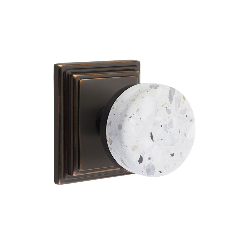 Emtek Dummy Pair Select Conical Terrazzo Knob with Wilshire Rosette in Oil Rubbed Bronze finish