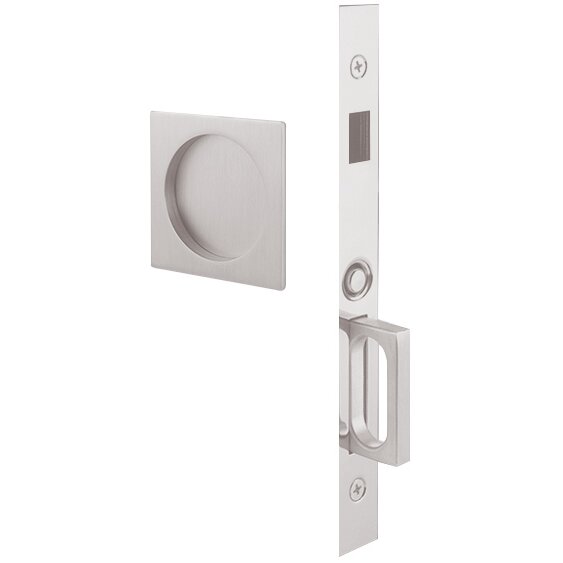 Emtek Dummy Pocket Door Mortise Lock in Square Style (2 3/4 x 2 3/4) in Satin Nickel finish