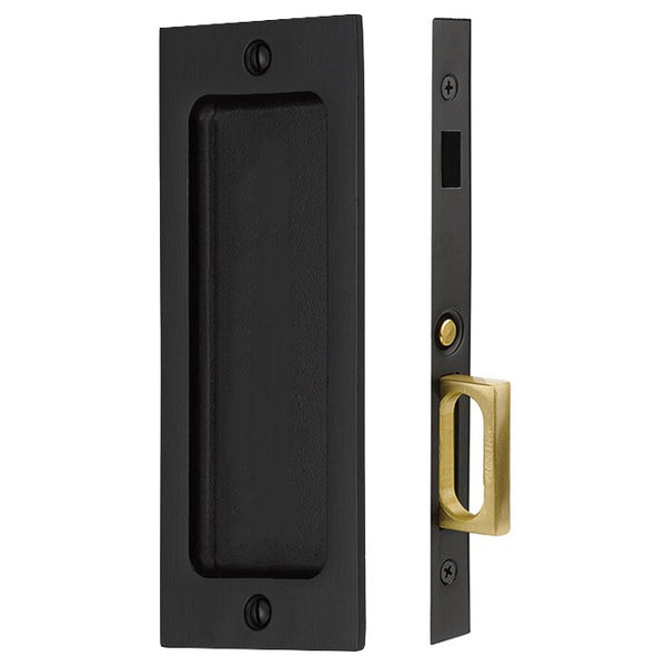 Emtek Dummy Rustic Modern Rectangular Pocket Door Mortise Lock in Flat Black Bronze Patina finish