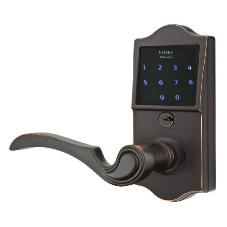 Emtek EMTouch Classic Electronic Touchscreen Keypad Leverset with Left Handed Coventry Lever in Oil Rubbed Bronze finish