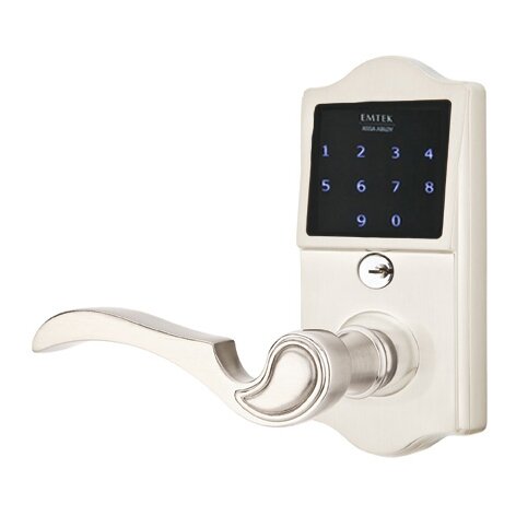 Emtek EMTouch Classic Electronic Touchscreen Keypad Leverset with Left Handed Coventry Lever in Satin Nickel finish