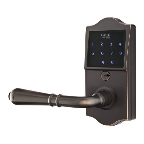 Emtek EMTouch Classic Electronic Touchscreen Keypad Leverset with Left Handed Turino Lever in Oil Rubbed Bronze finish