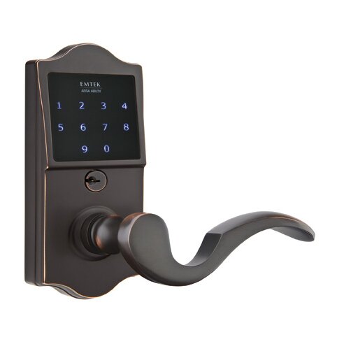 Emtek EMTouch Classic Electronic Touchscreen Keypad Leverset with Right Handed Cortina Lever in Oil Rubbed Bronze finish