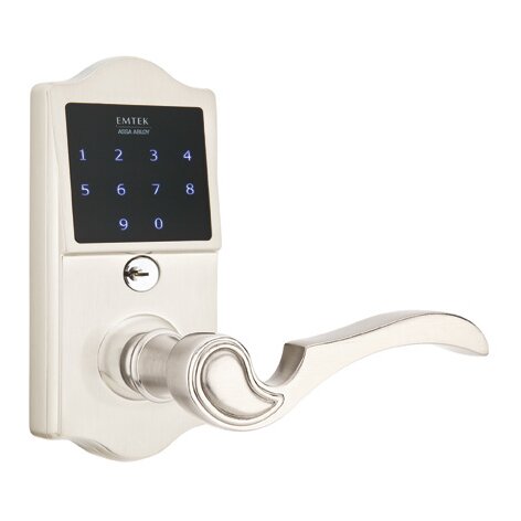 Emtek EMTouch Classic Electronic Touchscreen Keypad Leverset with Right Handed Coventry Lever in Satin Nickel finish