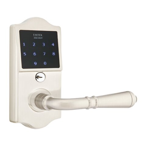 Emtek EMTouch Classic Electronic Touchscreen Keypad Leverset with Right Handed Turino Lever in Satin Nickel finish