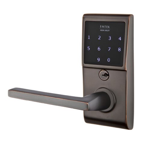 Emtek-EMTouch Electronic Touchscreen Keypad Leverset with Left Handed Helios Lever-Oil Rubbed Bronze-Coastal Hardware Store