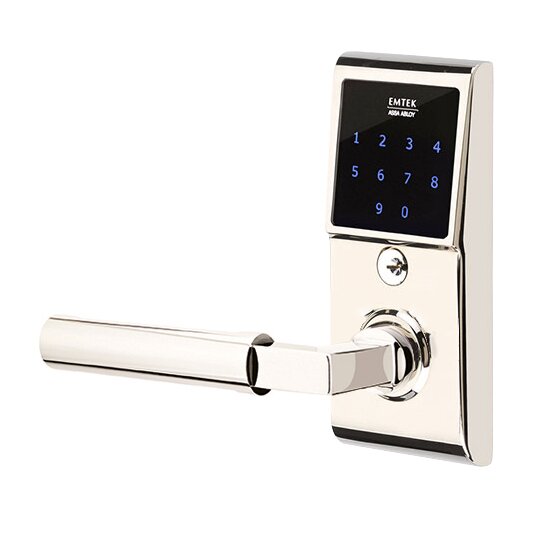 Emtek EMTouch Electronic Touchscreen Keypad Leverset with Left Handed Hercules Lever in Lifetime Polished Nickel finish