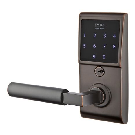 Emtek EMTouch Electronic Touchscreen Keypad Leverset with Left Handed Hercules Lever in Oil Rubbed Bronze finish