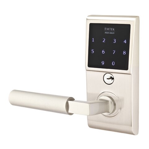 Emtek EMTouch Electronic Touchscreen Keypad Leverset with Left Handed Hercules Lever in Satin Nickel finish