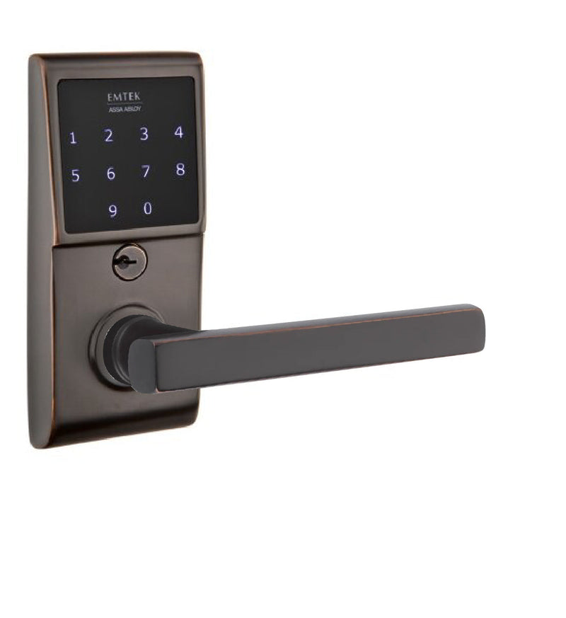 Emtek-EMTouch Electronic Touchscreen Keypad Leverset with Right Handed Freestone Lever-Oil Rubbed Bronze-Coastal Hardware Store