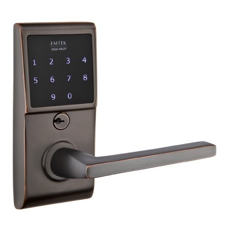Emtek EMTouch Electronic Touchscreen Keypad Leverset with Right Handed Helios Lever in Oil Rubbed Bronze finish