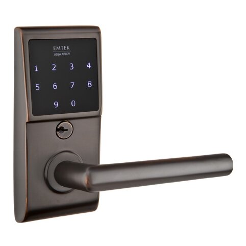 Emtek EMTouch Electronic Touchscreen Keypad Leverset with Right Handed Stuttgart Lever in Oil Rubbed Bronze finish