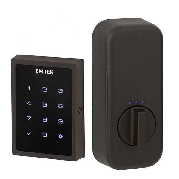 Emtek-Electronic EMPowered Motorized Touchscreen Keypad Deadbolt-Oil Rubbed Bronze-Coastal Hardware Store