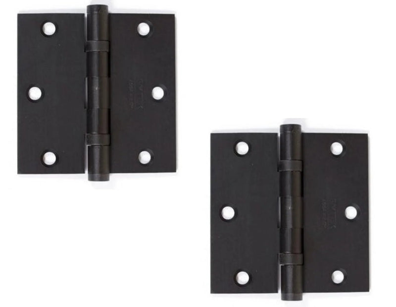 Emtek Heavy Duty Solid Brass Ball Bearing Hinge, 3.5" x 3.5" with Square Corners in Flat Black finish