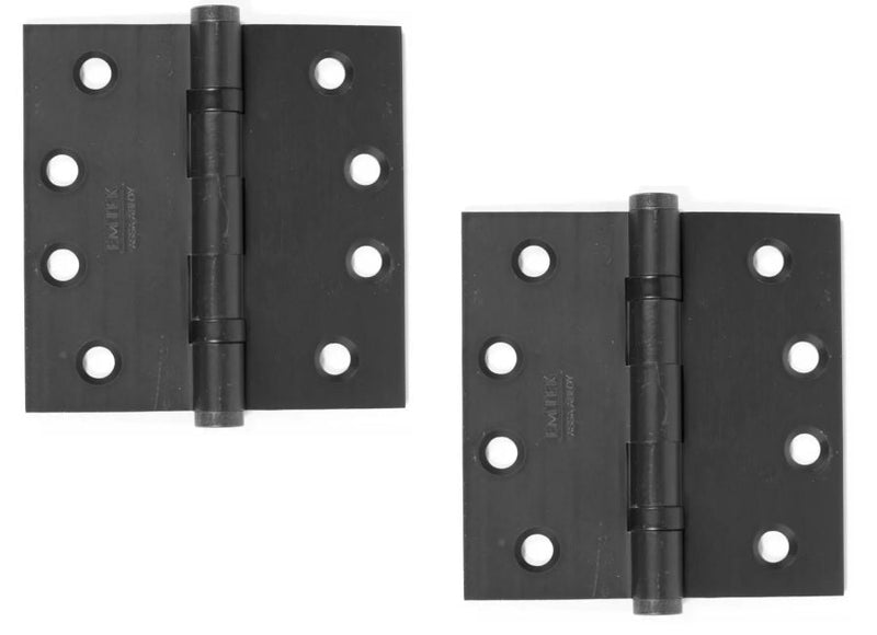 Emtek Heavy Duty Solid Brass Ball Bearing Hinge, 4" x 4" with Square Corners in Flat Black finish