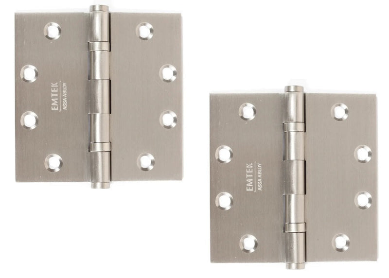 Emtek Heavy Duty Solid Brass Ball Bearing Hinge, 4.5" x 4.5" with Square Corners in Satin Nickel finish